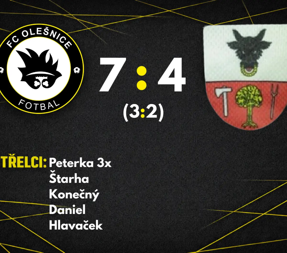 V improvizované sestavě jsme herně nepřesvědčili, přesto s Ujčovem vítězíme 7:4