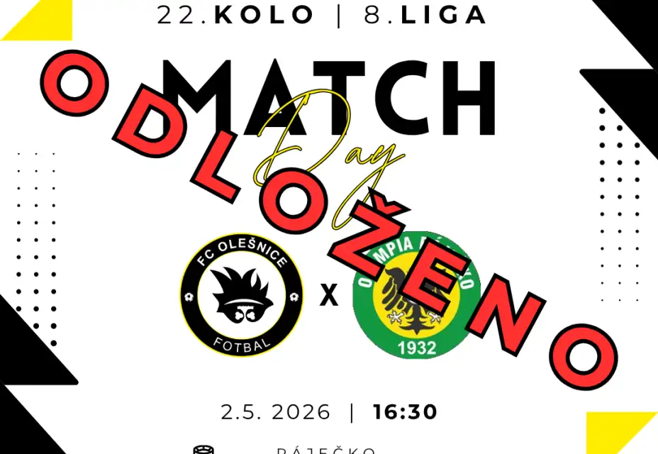 ⚠️ DŮLEŽITÉ UPOZORNĚNÍ | Sobotní utkání je odloženo!
