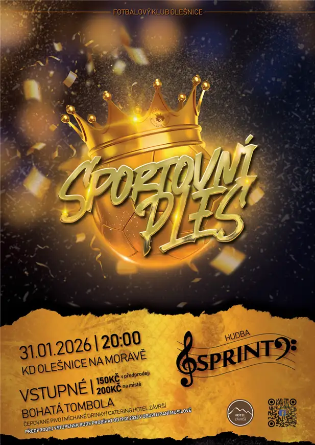 Srdečně Vás zveme na tradiční SPORTOVNÍ PLES! ⚽️