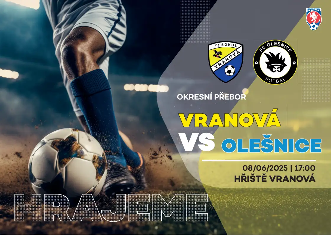 POZVÁNKA: V neděli poslední utkání sezony proti Vranové!