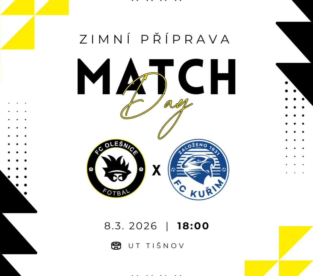 POZVÁNKA |  V neděli nás čeká předposlední utkání zimní přípravy, na umělé trávě v Tišnově se utkáme s rezervou Kuřimi.