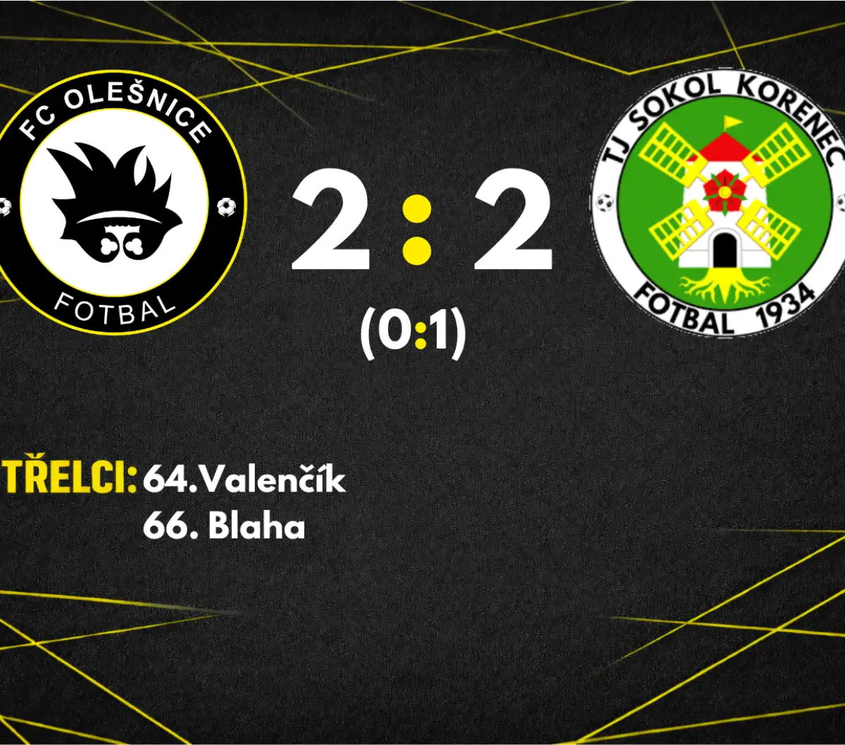 Zápas v Kořenci skončil dělbou bodů